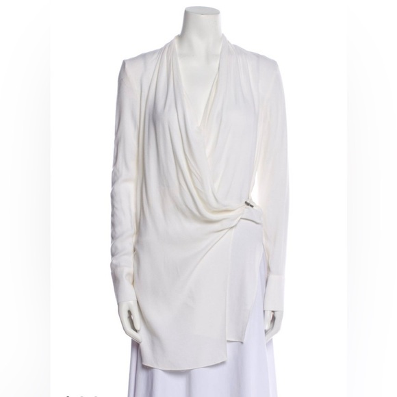Helmut Lang Fold Over Drape Wrap Front Blouse Size Medium - Picture 8 of 10